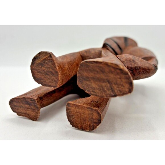 Vintage Hand Carved Wooden Elephant Figurine Rosewood Primitive Africa‎ 5.5"H - Picture 6 of 12